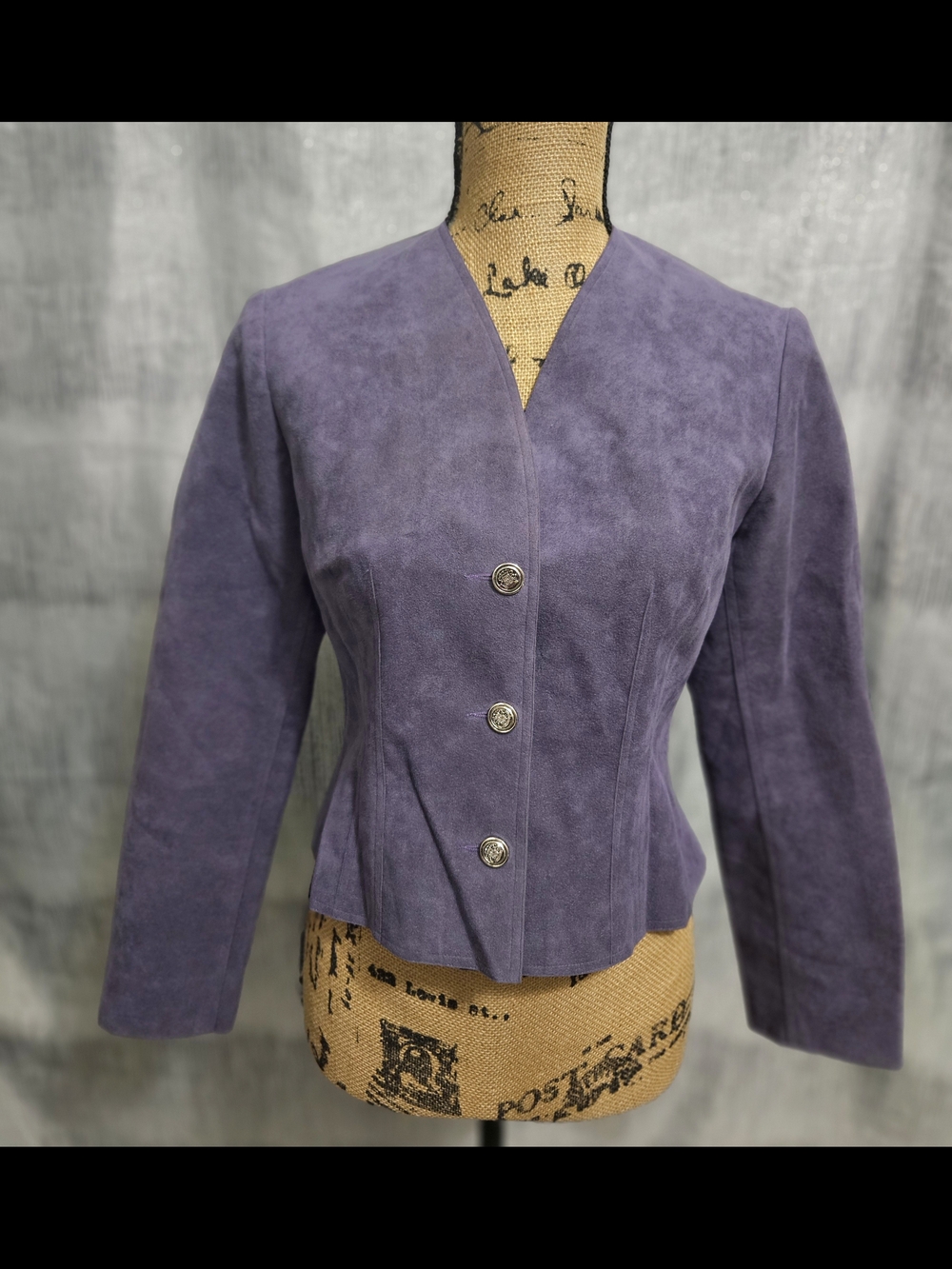 Posh Purple Suede Tailored Button Jacket